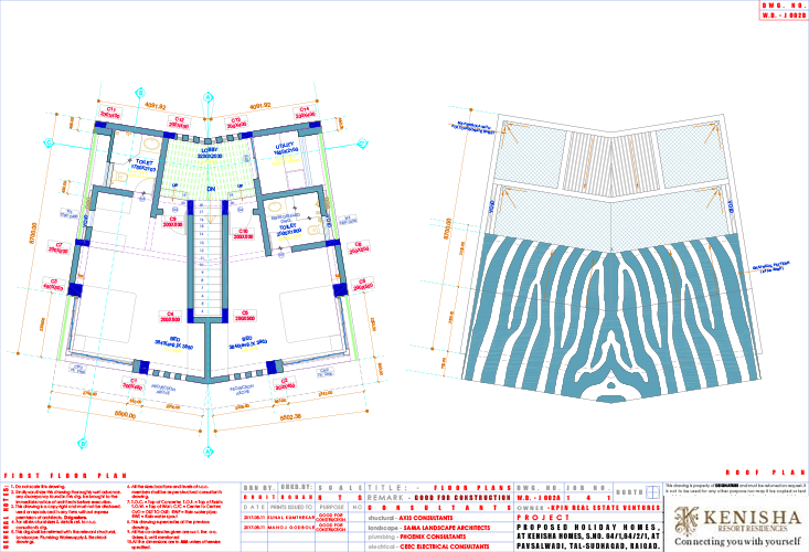 J TYPE FIRST FLOOR & ROOF PLAN